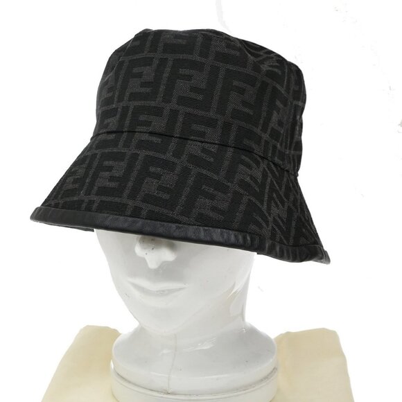 FENDI Logo Zucca Pattern Bucket Hat Size S Cotton Polyester Black 82RP009 main image 5